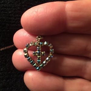Vintage Heart with cross necklace